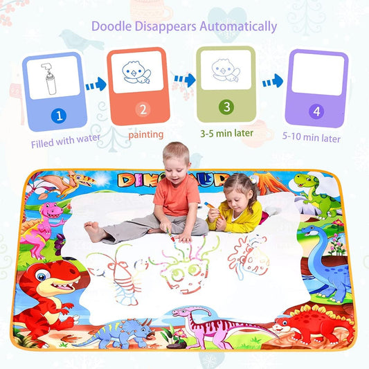 ALLCELE Wasser Doodle Matte Kinder ab 1 2 3 4 5 6 7 Jahre, Jungen Madchen Kinder Geschenke für Spielzeug 100 X 70cm Maltafel Dinosaurier Spielzeug
