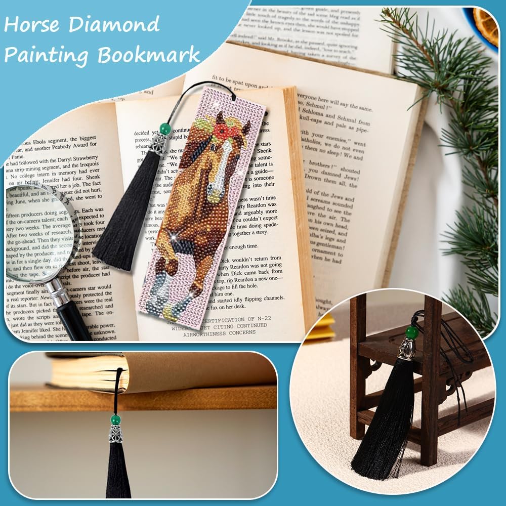 6 Stück Lesezeichen Pferd, Diamond Painting Pferd Diamond Painting Lesezeichen Diamond Painting Pferde Kinder, Diamond Painting Lesezeichen Pferd Geschenke 5D Diamond Painting Kinder Pferd