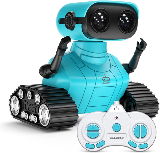 ALLCELE Roboter Kinder Spielzeug, Wiederaufladbares Ferngesteuertes, mit LED-Augen Musik und Interessanten Geräuschen für ab 3 4 5 6 7 8 Jahre Jungen und Mädchen Geschenk -Blue