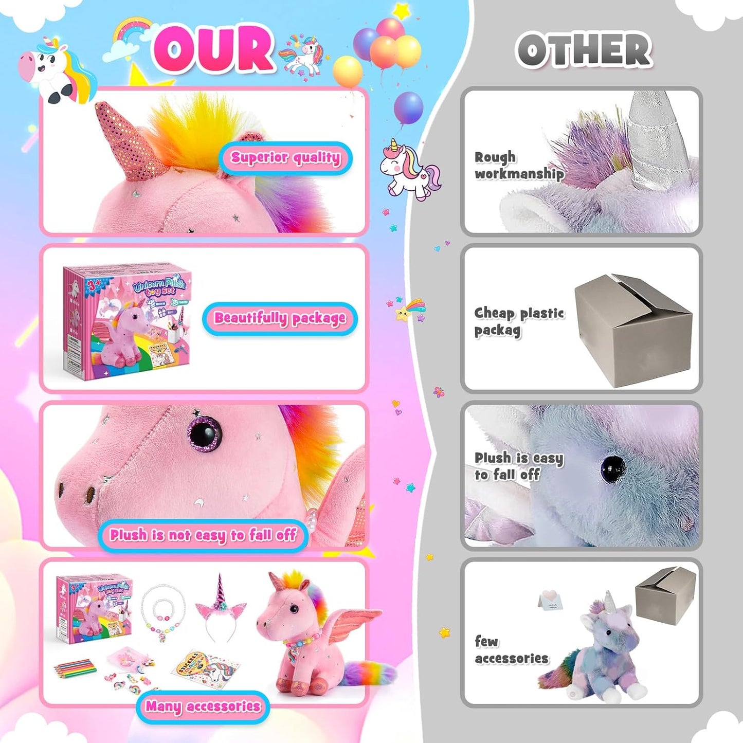 Einhorn Geschenke für Mädchen, Einhorn Spielzeug ab 4 5 6 7 8 Jahre Mädchen Kuscheltier Geschenke 3 4 5 6 7 8 Jahre Geburtstag Ostergeschenke Kinder