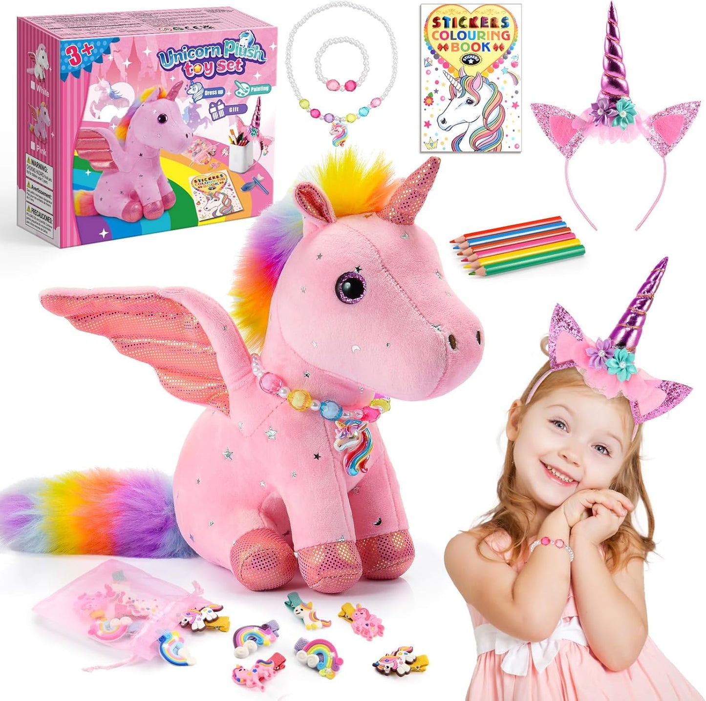 Einhorn Geschenke für Mädchen, Einhorn Spielzeug ab 4 5 6 7 8 Jahre Mädchen Kuscheltier Geschenke 3 4 5 6 7 8 Jahre Geburtstag Ostergeschenke Kinder